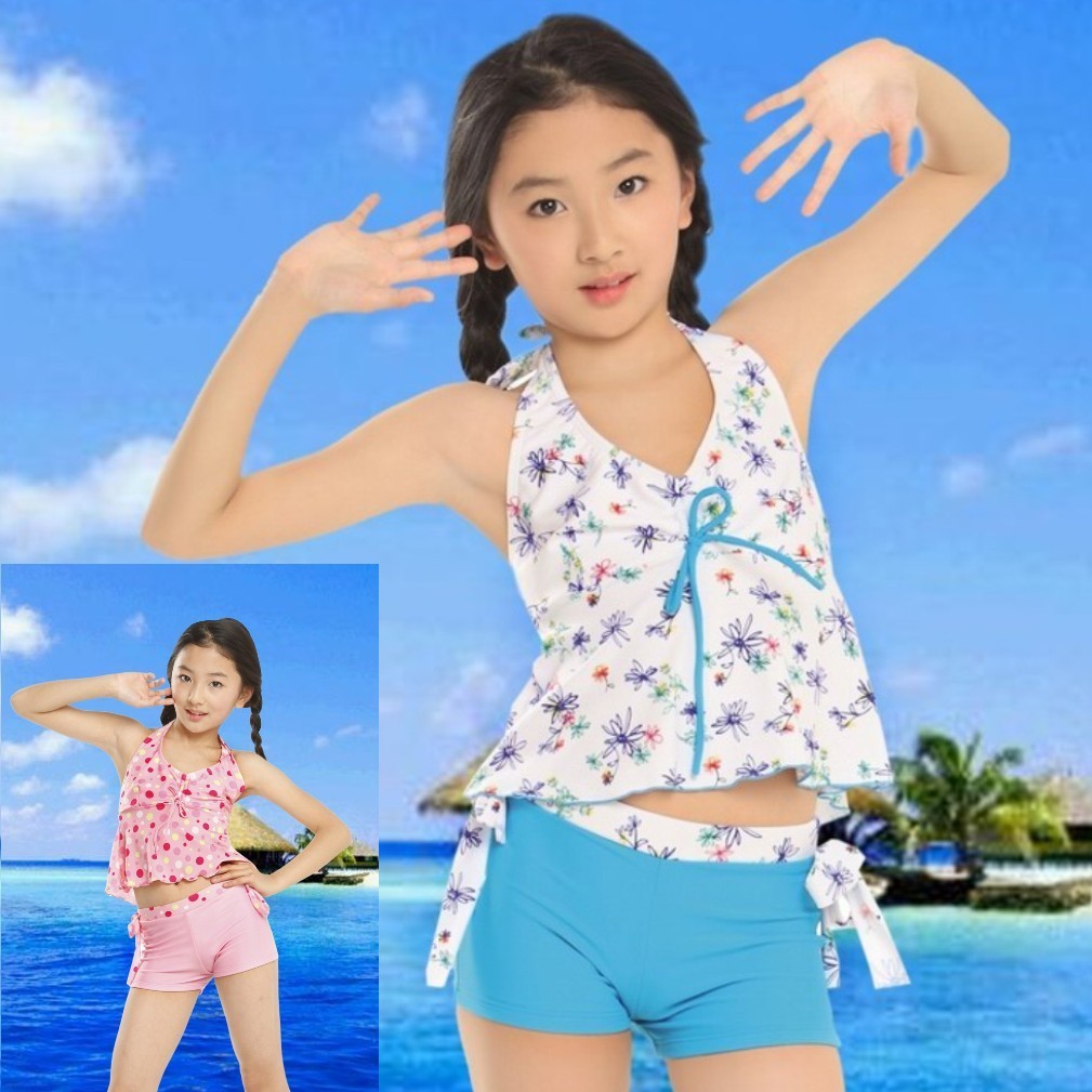 free shipping Child swimwear female child swimwear split