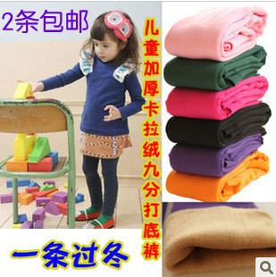Free shipping child  winter    thickening velvet candy color pantyhose