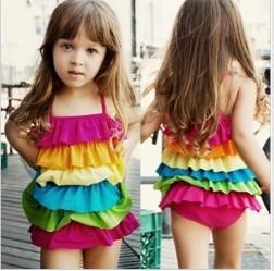 Free shipping ,children/baby/girl swimwear rainbow baby swimmingwear