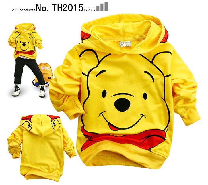 Free shipping Children cartoon jacket cartoon kids Pooh hoodie clothing baby unisex hoody boy`s & girl`s coat 6pcs