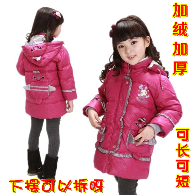 Free shipping children down coat MICKEY  medium-long two ways   girls down jacket