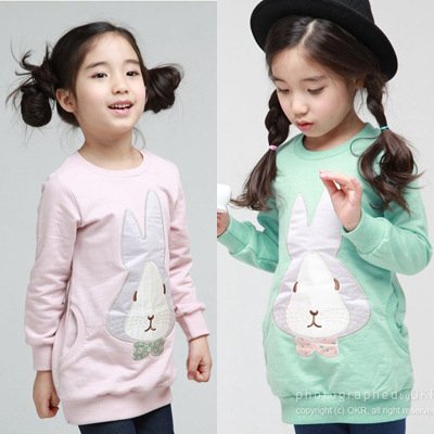Free shipping! Children fall clothes new arrival  long sleeve top sweatshirts with cute rabbit