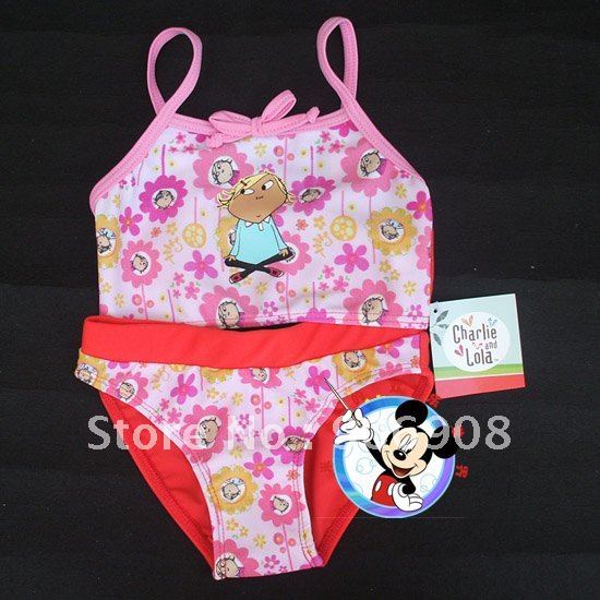 free shipping children girl Charlie and Lola bathers swiming wear two piece swimwear swimsuits swimmers with tag