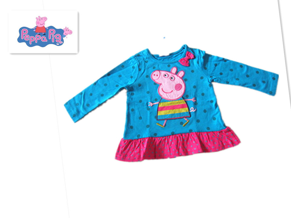 Free shipping ! children girl clothing with the dot peppa pig long sleeved t shirt Sweater sweatshirt