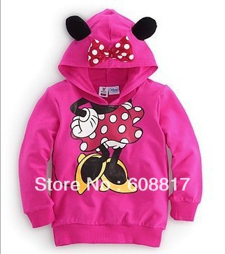 free shipping children girls minnie long sleeve hoodies baby clothing 100% cotton cartoon clothes sweaters,5 pcs/los