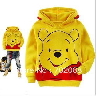 Free shipping Children Hoodies Boy and girl Sweatshirts Long-sleeved hooded sweater sport hoodies yellow size:95-140
