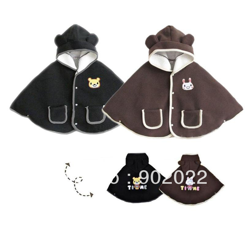 Free Shipping Children kids girl  hooded collar with bear emberoidery  outwear coat