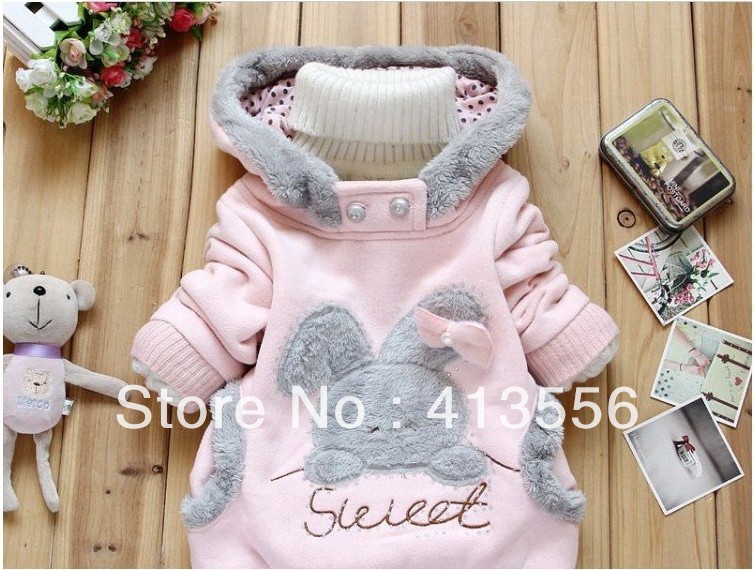 Free Shipping Children's clothing 2013 new arrivel  Rabbit pattern sweater cute Fall and winter coat   ok307