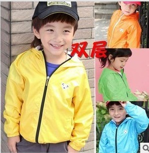 Free shipping children's clothing 2013 spring and summer Winnie the double-layer hooded outer windbreaker Rashguards