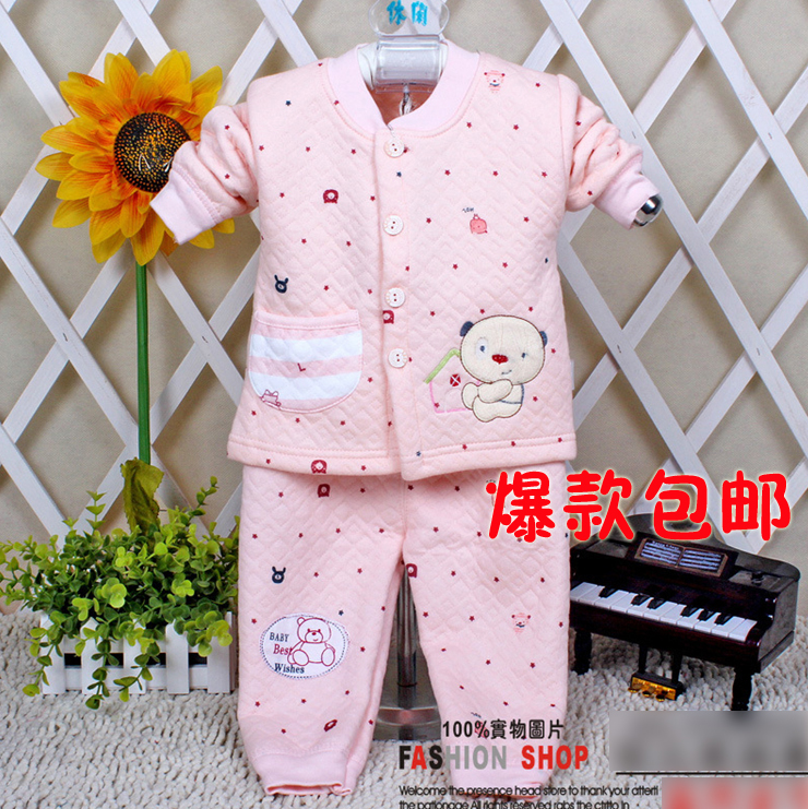 Free shipping+ Children's clothing baby long baby underwear thermal set 100% cotton print outerwear hot-selling