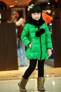 Free Shipping Children's clothing ball of the trend of medium-long female child down coat outerwear In Stock