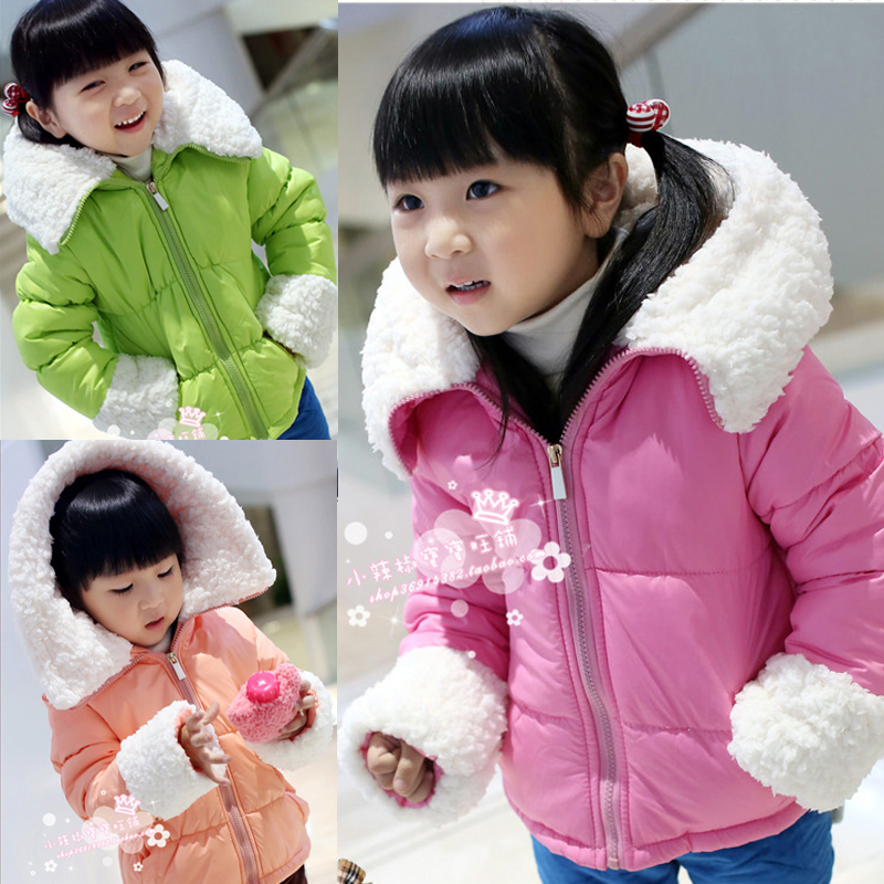 Free Shipping children's clothing candy color berber fleece thickening wadded jacket cotton-padded jacket female child outerwear