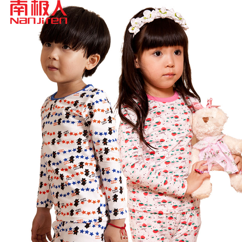 free shipping Children's clothing child underwear set 100% cotton male child female child baby long johns thin thermal