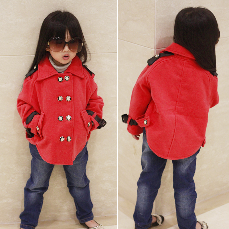 free shipping children's clothing female child 2012 child cloak woolen trench overcoat outerwear