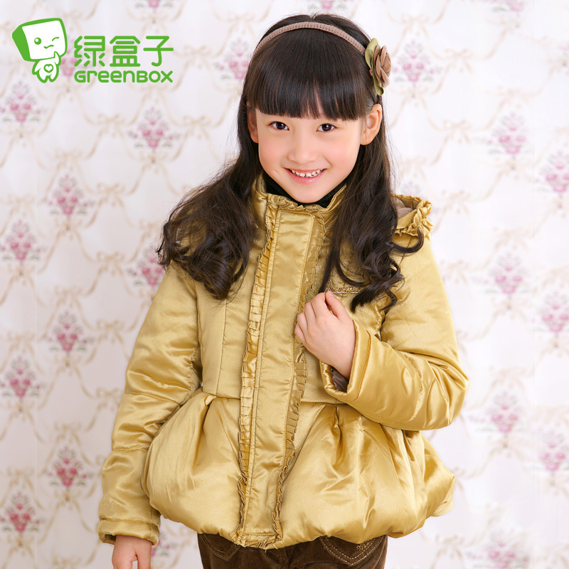 Free Shipping  children's clothing female child 2012 winter luxury gold short design wadded jacket