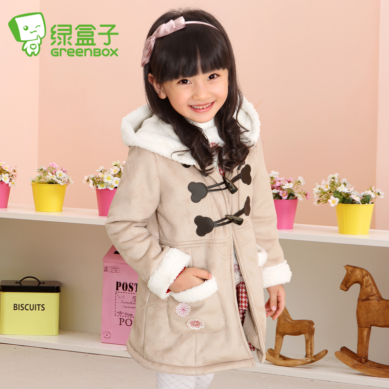 Free Shipping  children's clothing female child 2012 winter suede overcoat fabric