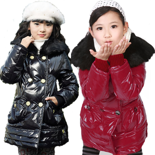 Free Shipping Children's clothing female child down coat child thickening down outerwear child down overcoat
