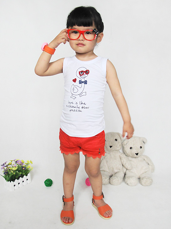 free shipping Children's clothing female child girls clothing vest pattern