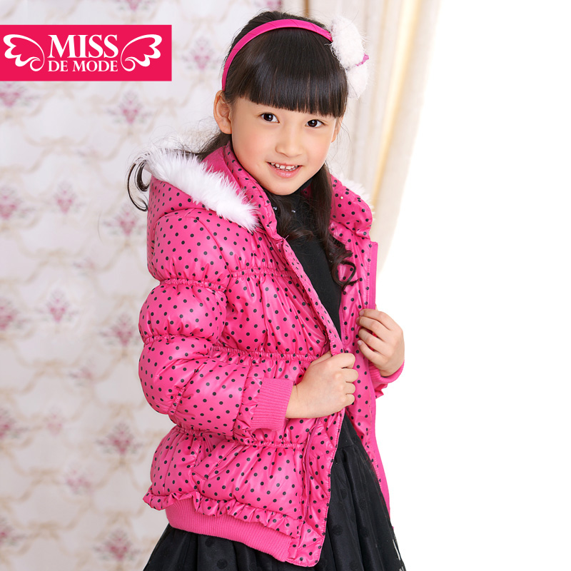 free shipping Children's clothing female child polka dot design thermal short wadded jacket child winter 2012