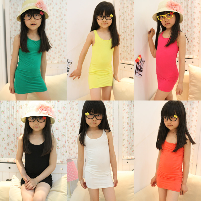 Free Shipping  children's clothing female child summer brief all-match tank vesseled long slim design for girl girls