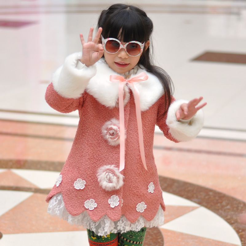 free shipping Children's clothing female child winter 2012 children winter child wool wool coat trench outerwear