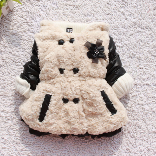 free shipping Children's clothing female child winter  cotton-padded jacket fur coat thickening wadded jacket