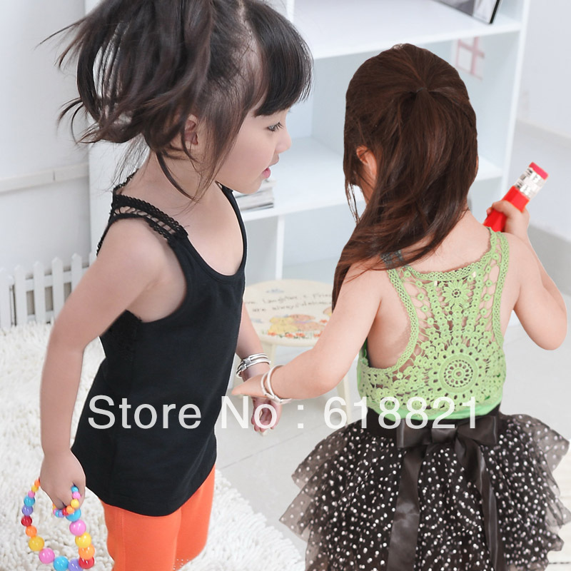 Free shipping children's clothing sleeveless female child t-shirt all-match lace female child vest baby vest summer