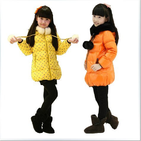 free shipping Children's clothing wadded jacket female winter child top medium-long cardigan casual outerwear cotton clothes