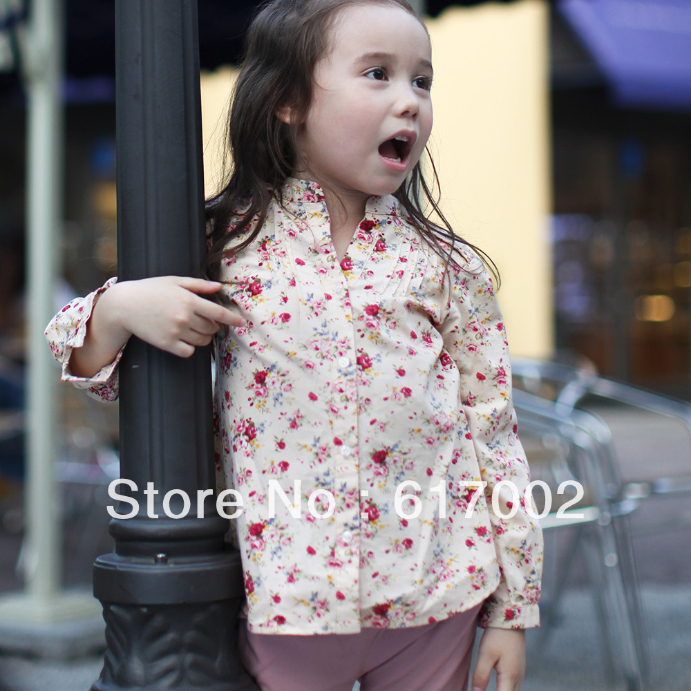Free shipping Children's girl clothing spring and autumn long-sleeve shirt full 100% cotton upperwear top shirt bohemia