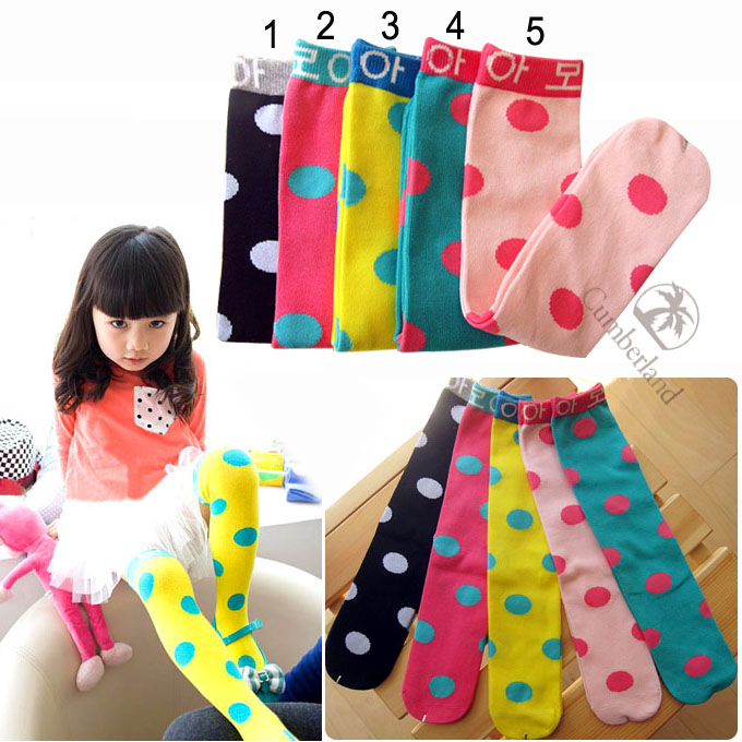 Free shipping! Children's socks child candy color dot 100% kid's stockings cotton socks stocking girls stockinets, 10pcs/lot