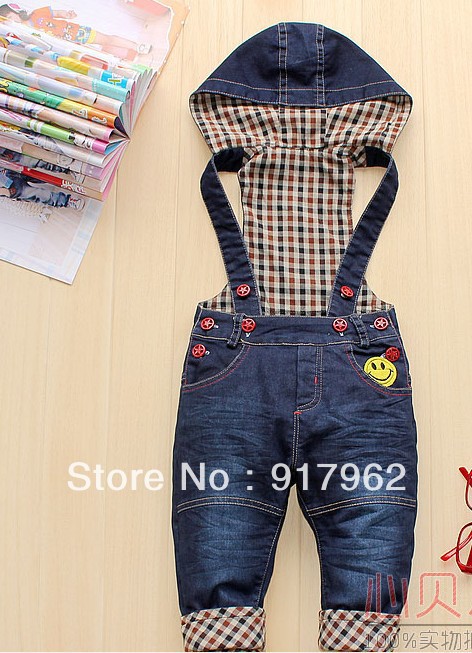 Free shipping  Children's wear trousers belt strap trousers jeans cheeper braces overalls