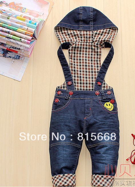 Free shipping Children's wear trousers belt strap trousers jeans cheeper braces overalls  suspenders cap conjoined  overalls