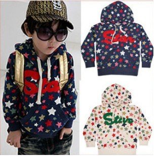 Free shipping Children star pattern 4pcs/lot boys girls kids sweatershirts hoodies KT016
