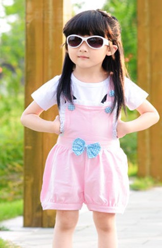 Free shipping children summer overalls for girls shorts with bowknot of 2013 summer children pants child garment 10 pcs /lot