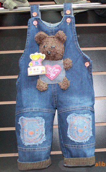 free shipping ! Children suspender trousers jeans suspender trousers