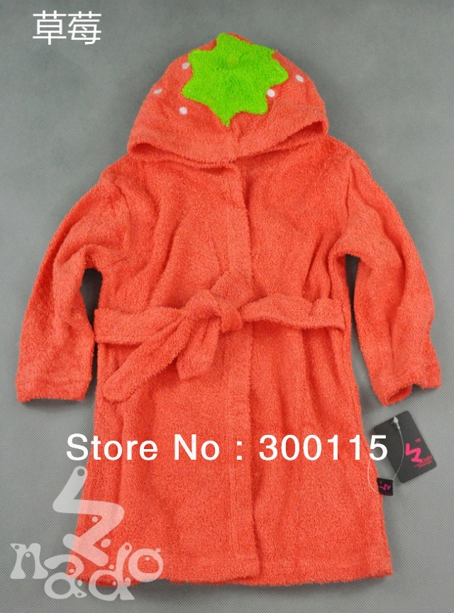 FREE SHIPPING childrenbath robes three colors Strawberry, frog, duck style toddler robes
