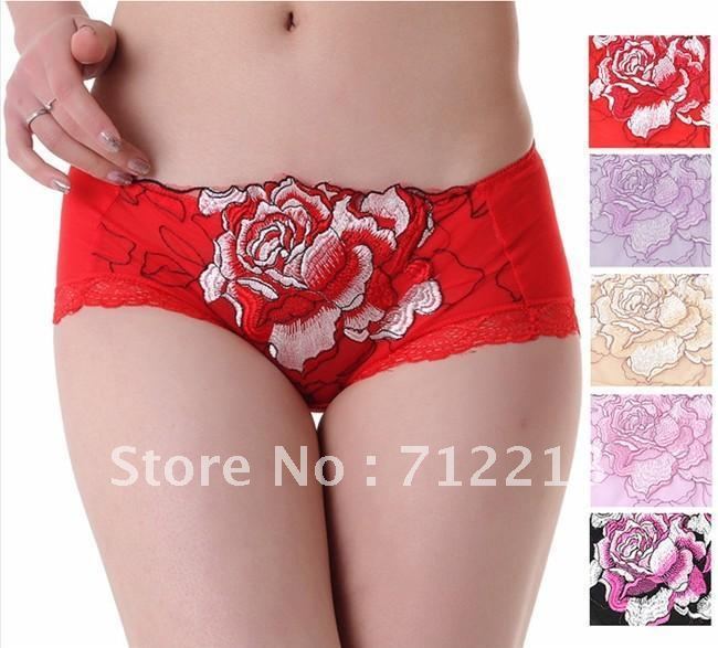 Free Shipping Chinese flower Modal Bamboo Fiber Sexy  Women seamless Panties Lady Thong hipster style Underwear mix order