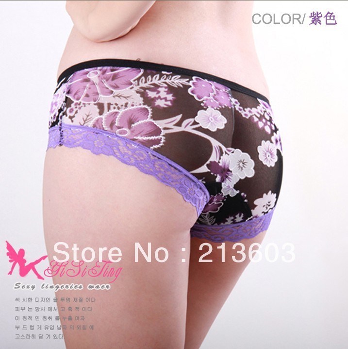 FREE SHIPPING Chinese style fashion sexy lace flower temptation transparent women's sexy panties,2118