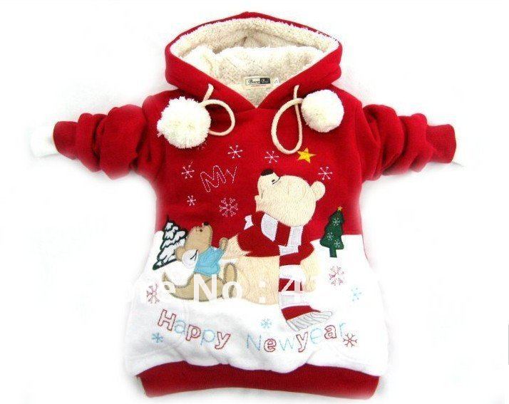 Free shipping Christmas Bear wear Clothes Baby Cute Hoodie Santa Claus red Cartoon Thickening coat HOT! Fashion