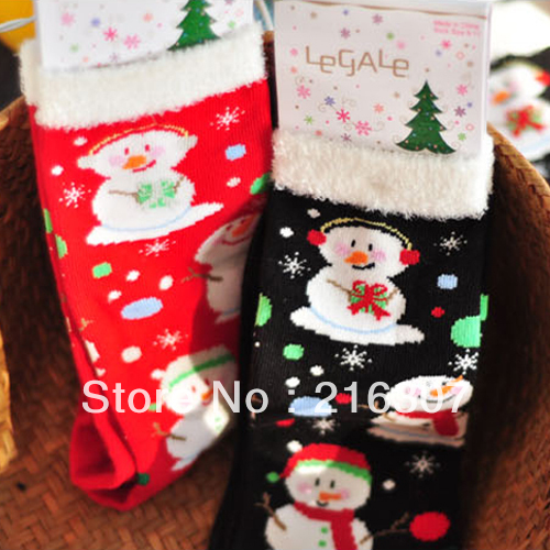 Free Shipping Christmas fashion snowman knee-high socks