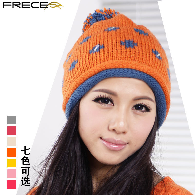 Free shipping christmas holiday sale fashion winter Double layers roll-up hem crochet Cap Christmas hat for women beanie
