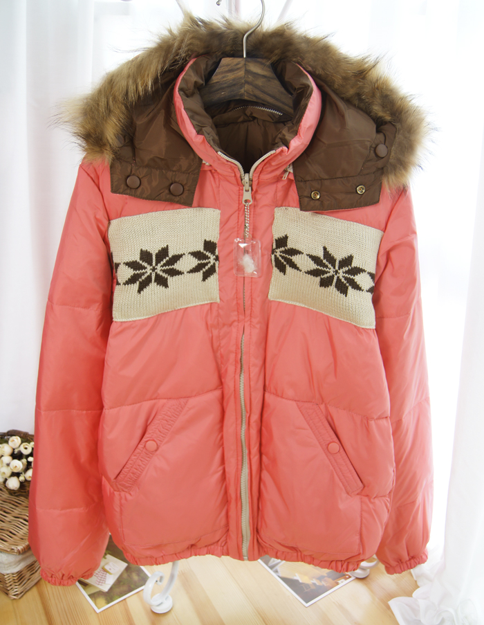 Free Shipping, Christmas women's down coat female reversible fur collar candy color down coat outerwear