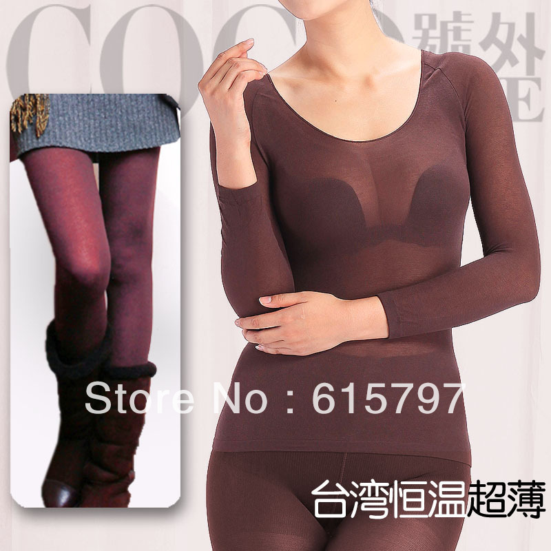 Free shipping! Cicada 37 thermostated warm pants ultra-thin thermal set transparent panties female ultra-thin pants