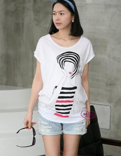 Free shipping classic 2012 summer short-sleeve maternity t-shirt loose  top  fashion white shirt