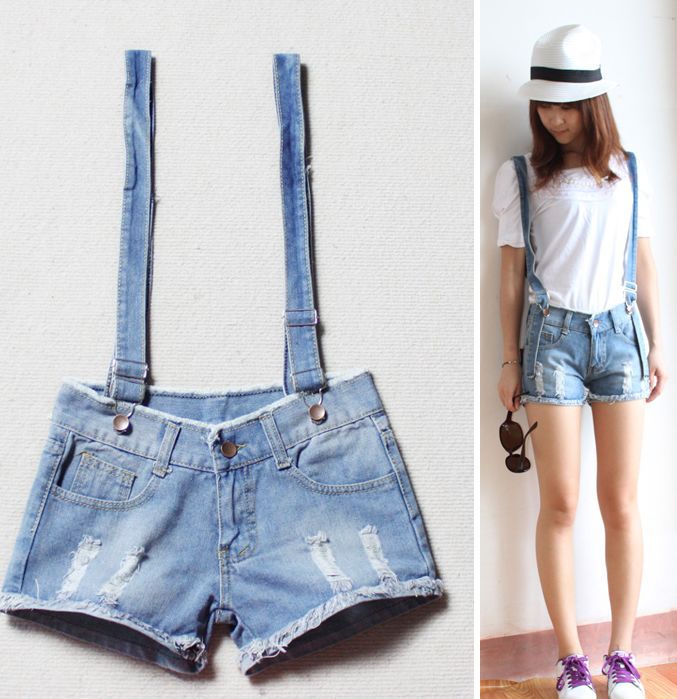 Free Shipping Classic Blue Denim shorts For Women With Braces KL0017