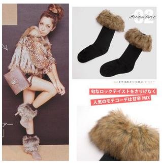 Free shipping, Classic long flanging faux fur socks ,wholesale 2pairs/lot