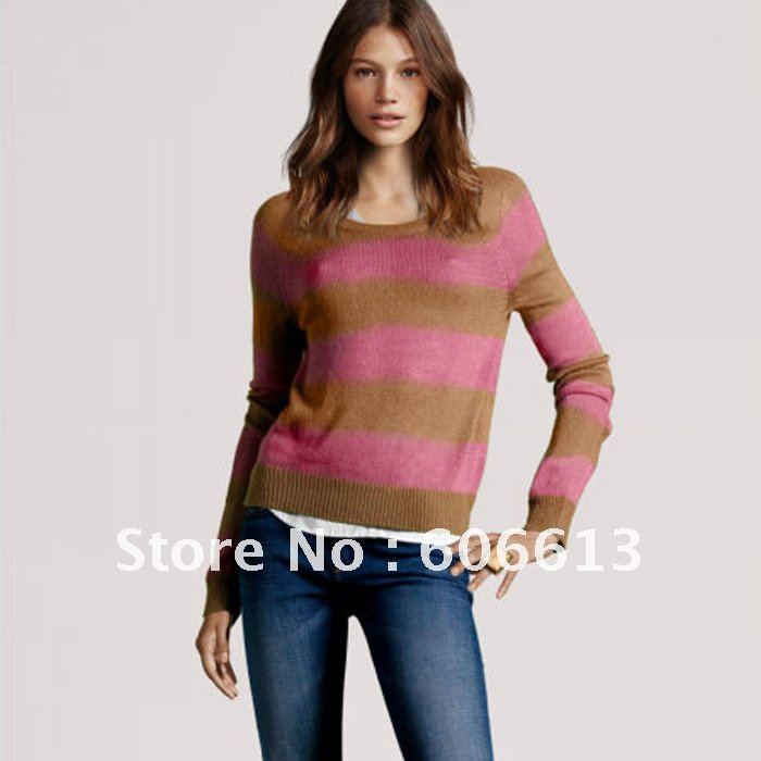 Free Shipping Classic look Striped Style Woman winter warm sweater ,fashion knitted sweater for lady 3 colors available