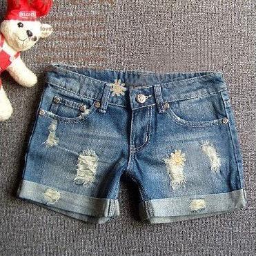 Free Shipping  Classical Vintage Detailed Woman Side Bow Cutout Ripped Denim Sexy Jeans Jeggings E99