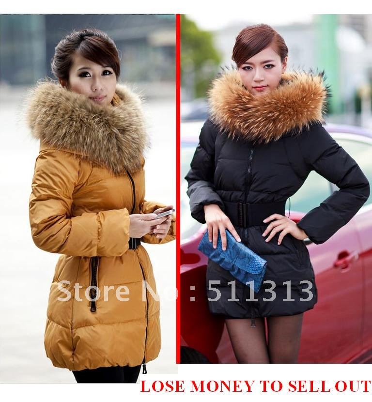 FREE SHIPPING clearance inventory special offer luxury heavy fur collar thicken slimming long down coats