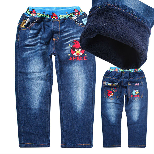 Free shipping cloth embroidered cotton wash water cowboy trousers/children's jeans 5pcs/lot    cashmere kids jeans winter  jeans